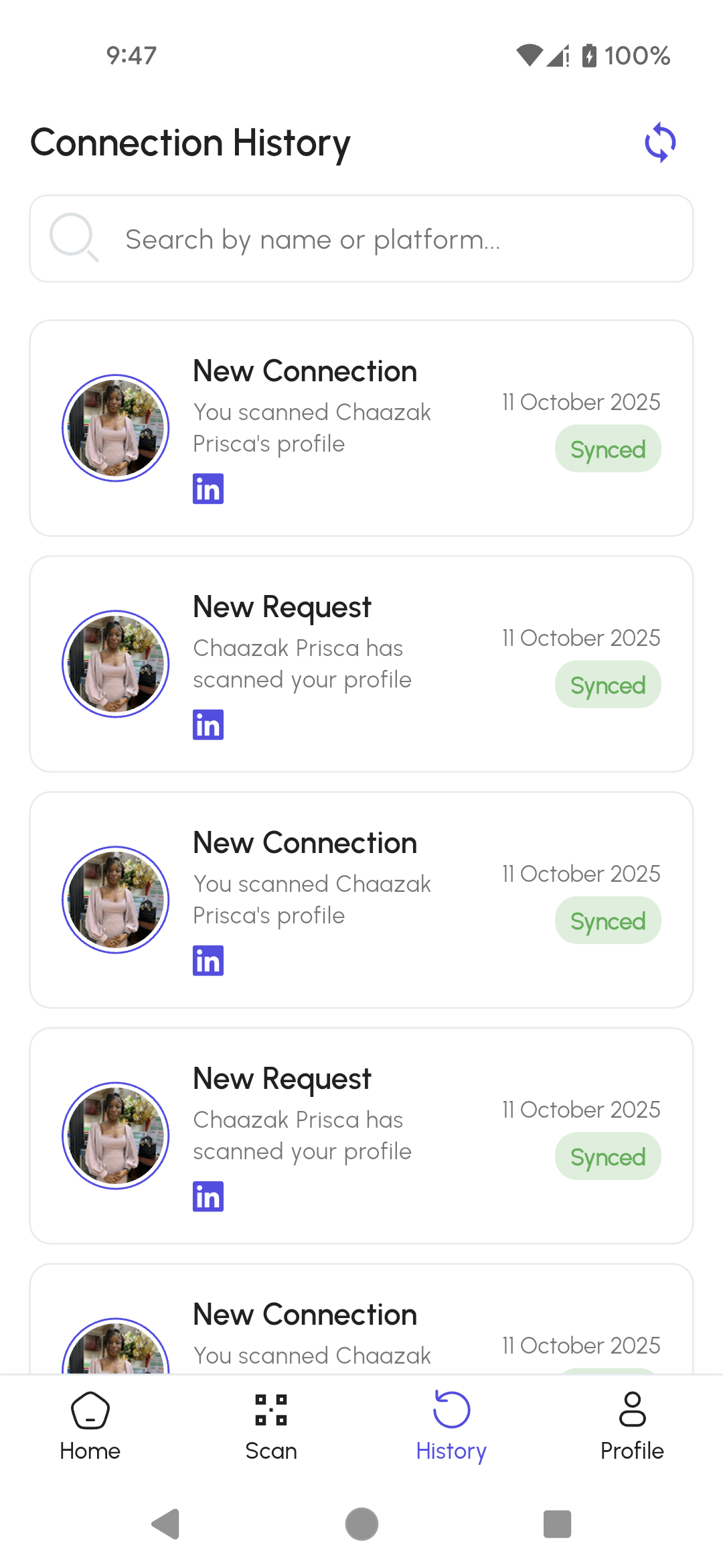 LinkUp app screen 4